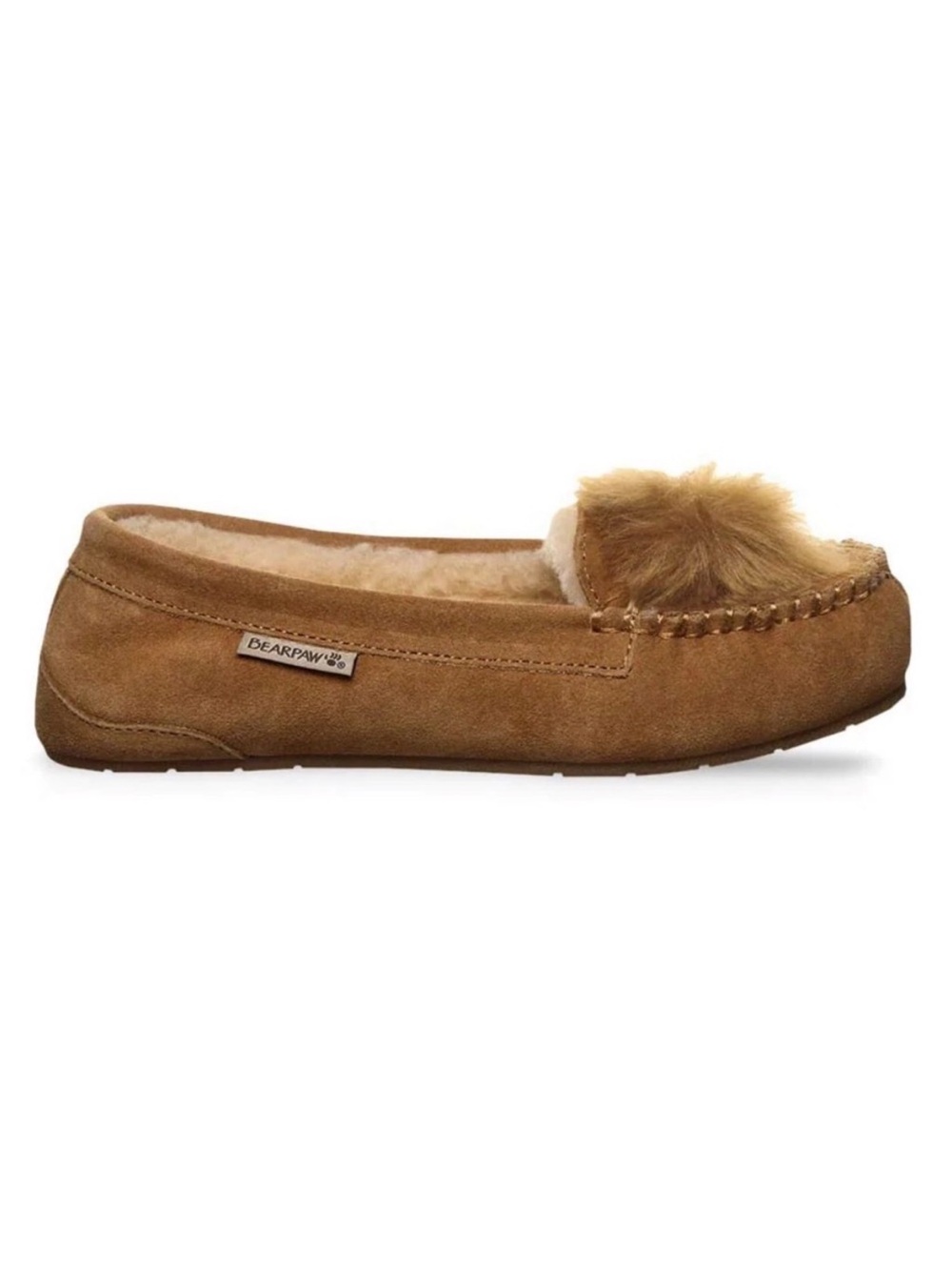 NIB Bearpaw Erica Fur Toe Sherpa Moccasin Hickory Brown Size 9